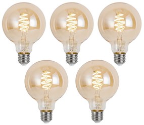 Комплект от 5 смарт E27 димируеми LED крушки G95 кехлибар 4.9W 320 lm 2500K Zigbee