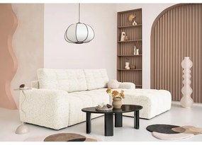 Кремав разтегателен модулен ъглов диван с място за съхранение (десен ъгъл) Lulu – Miuform