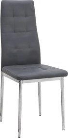 трапезен стол Rosa PU Leather в сив цвят с хромиран метален крак 41x48x98см.