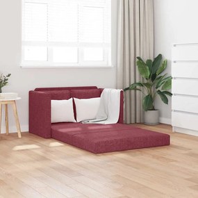 353967 vidaXL Подов разтегателен диван 2-в-1 виненочервен 112x174x55 см плат