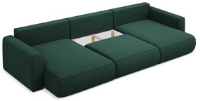 Зелен разтегателен ъглов диван с място за съхранение (U форма) Kapua – Makamii