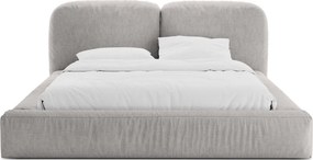Светлосиво двойно легло 180x200 cm тапицирано с място за съхранение с включена подматрачна рамка Martina – Micadoni