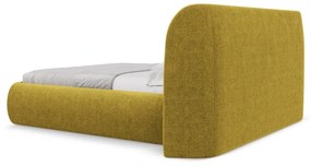 Двойно тапицирано легло с място за съхранение и включена подматрачна рамка 180x200 cm в цвят горчица Hauke – Makamii