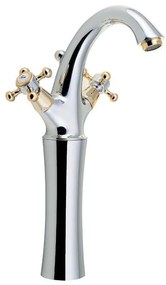 Стояща батерия за мивка в лъскаво-сребрист и златист цвят Antea – Sapho