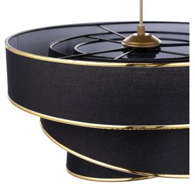 Черно и златисто висящо осветително тяло с текстилен абажур ø 40 cm Couper – Opviq lights