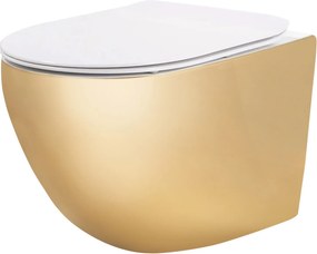 тоалетна чиния Rea Carlo Flat Mini Gold/White