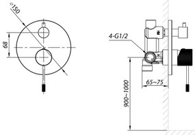 Вградена душ батерия в лъскаво-сребрист цвят (2 изхода) Solaris – Sapho