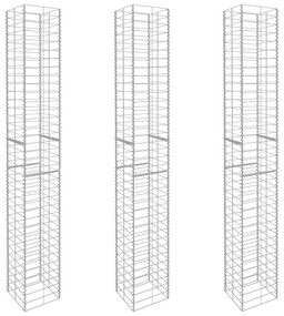Sonata Габионни кошници, 3 бр, поцинкована стомана, 25x25x197 см