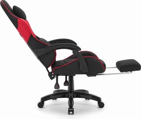 CABRO C501 геймърски стол с подложка за крака, до 150 кг, черен и червен
