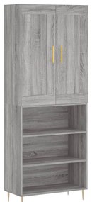 3200063 vidaXL Висок шкаф, сив сонома, 69,5x34x180 см, инженерно дърво