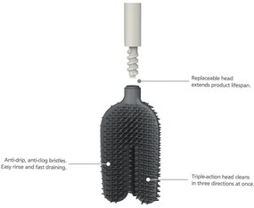 Четка за тоалетна от неръждаема стомана в сребрист цвят Flex - Joseph Joseph