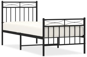 373699 vidaXL Метална рамка за легло с горна и долна табла, черна, 75x190 см
