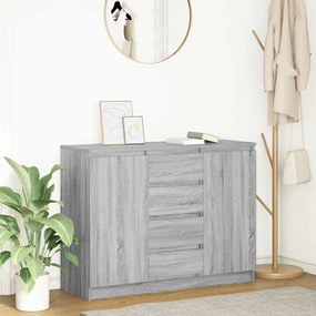 3328449 vidaXL Бюфет с чекмеджета, сив сонома, 100,5x35x76 см, инженерно дърво