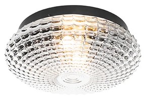 Класическа таванна лампа черна с димно стъкло 30 см IP44 - Nohmi