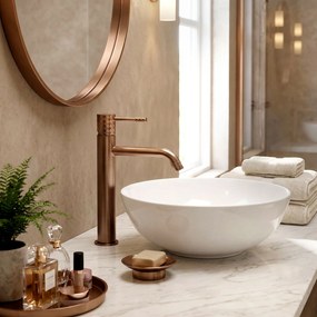 Смесител за мивка Rea Lungo Diamond Brush Brush Copper High