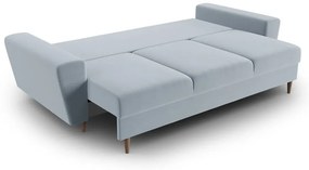 Светлосин кадифен разтегателен диван с място за съхранение 235 cm Kyoto – Cosmopolitan Design