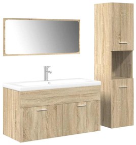 3325025 vidaXL Комплект шкафове за баня от 4 части дъб сонома инженерно дърво