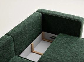 Тъмнозелен шенилов сгъваем/с място за съхранение ъглов диван (ляв ъгъл) Velto – Maison de Rêve
