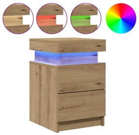 857657 vidaXL Нощни шкафчета с LED 2 бр, 35x39x55 см, инженерно дърво