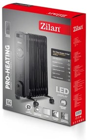 Маслен радиатор Zilan ZLN8416, 2000 W, 9 ребра, 3 степени, Дистанционно управление, Термостат, Черен