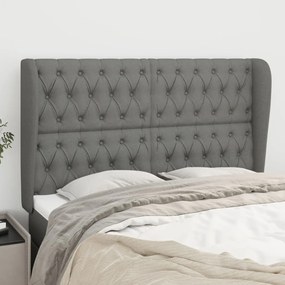 3118291 vidaXL Горна табла за легло с уши, тъмносива,147x 23x118/128 см, плат