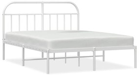 353684 vidaXL Метална рамка за легло с горна табла, бяла, 140x190 см