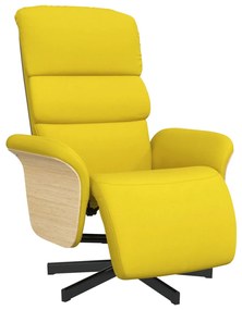356609 vidaXL Реклайнер стол с поставка за крака, светложълт, текстил