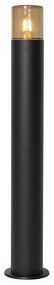 Подова лампа за външен монтаж черна с опушен абажур 70 см - Odense