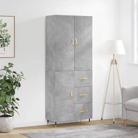 3195887 vidaXL Висок шкаф, бетонно сив, 69,5x34x180 см, инженерно дърво