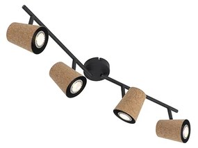 Таванен прожектор черен с коркова капачка 4-светлина регулируем - Corky