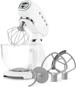 Планетарен миксер SMEG SMF15WHEU, 1000 W, 4.8 л, 10 скорости, Директно задвижване, Крачета против хлъзгане, Бял