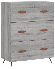 827826 vidaXL Скрин с чекмеджета сив сонома 69,5x34x90 см инженерно дърво