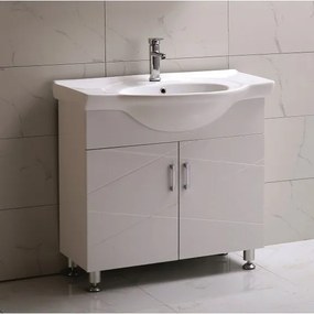 Долен шкаф за баня ICP 8585, PVC, бял, с умивалник, 52x85x85см