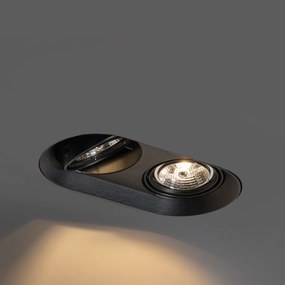 Комплект от 6 заоблени вградени спота черни GU10 70mm 2-Light - Hubs