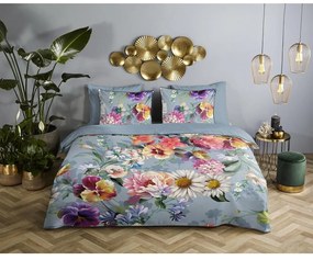 Сиво спално бельо от органичен памук за двойно легло Sunflower, 200 x 220 cm Organic - Descanso