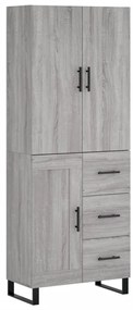 3196041 vidaXL Висок шкаф, сив сонома, 69,5x34x180 см, инженерно дърво