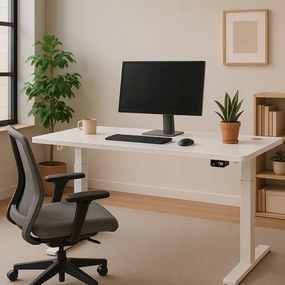 Електрическа маса с регулируема височина 72 - 117 см - бяла Ширина: 60 см | Дължина: 140 см