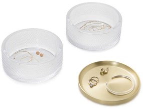 Стъклена кутия за бижута с капак в златист цвят Tesora - Umbra