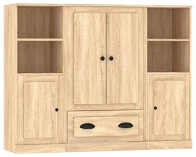 3185322 vidaXL Високи шкафове, 3 бр, сонома дъб, инженерно дърво