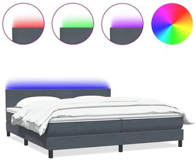 3316750 vidaXL Боксспринг легло с матрак и LED, тъмносиво, 180x220 см, кадифе