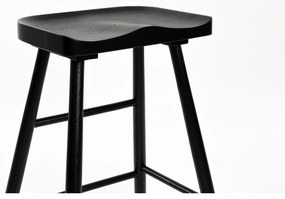 Черен бар стол от масивен дъб (височина на седалката 65,5 cm) Vander – White Label