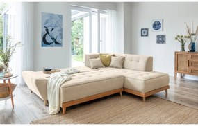 Бежов ъглов разтегателен диван десен ъгъл Dazzling Daisy - Miuform