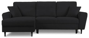 Черен разтегателен ъглов диван с място за съхранение от прежда с примки от букле (ляв ъгъл) Kyoto – Cosmopolitan Design
