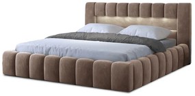 Светлокафяво двойно легло 180x200 cm тапицирано с място за съхранение с включена подматрачна рамка Lamica – ELTAP