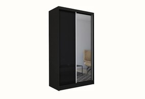Шкаф с плъзгащи врати и огледало TARRA, черен, 150x216x61