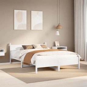 855595 vidaXL Рамка за легло без матрак, бял, 120x200 см, бор масив