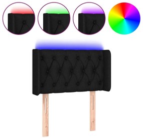 3123548 vidaXL LED горна табла за легло, черна, 83x16x78/88 см, плат