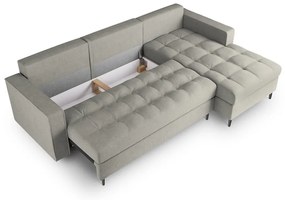 Светлосив ъглов разтегателен диван , десен ъгъл Santo - Milo Casa