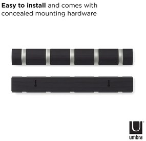 Сива стенна закачалка от тополово дърво Flip - Umbra