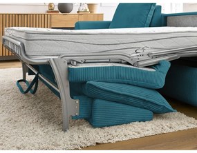 Син разтегателен ъглов диван от рипсено кадифе (променлив) Augustin – Bobochic Paris